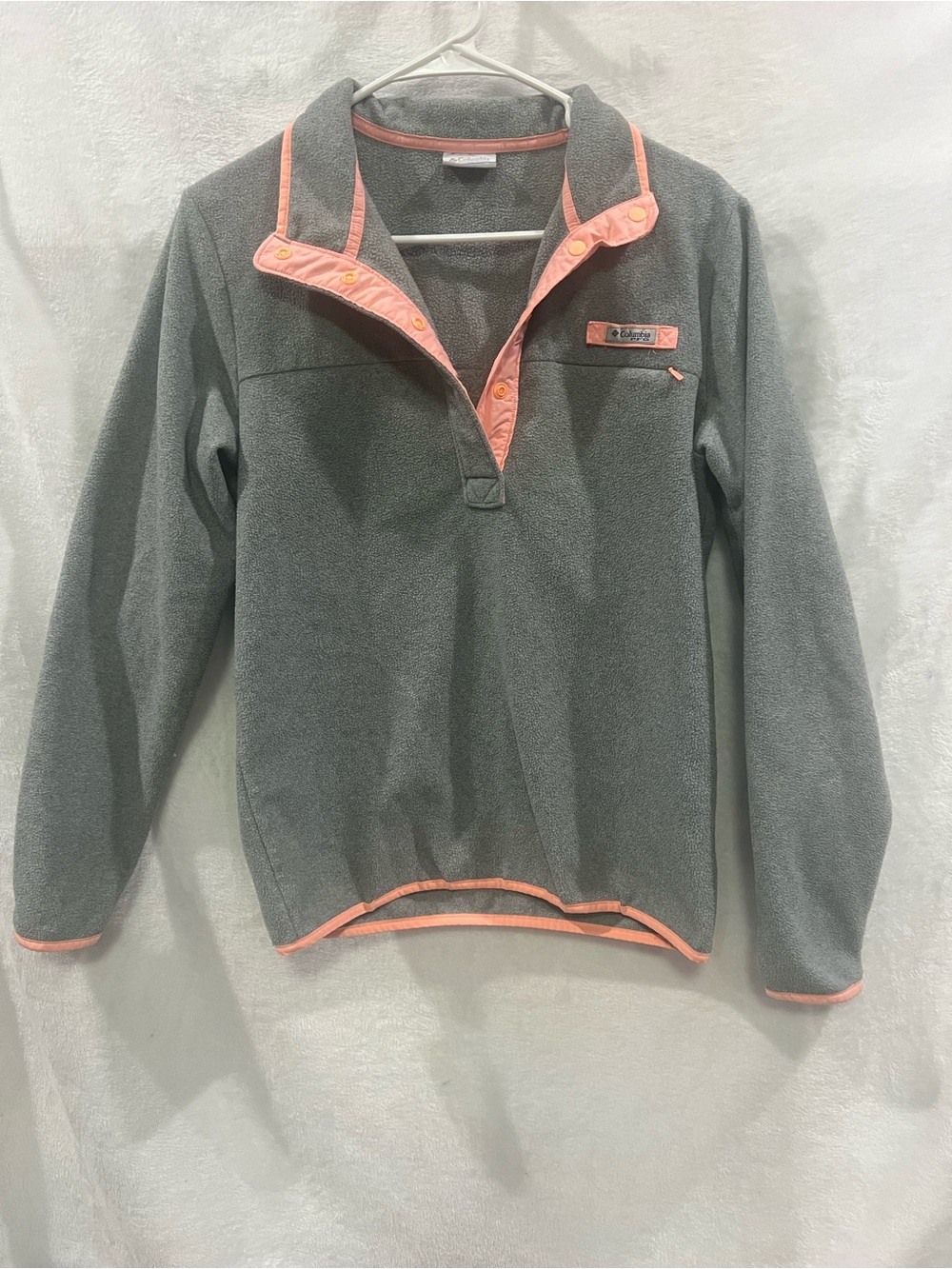 Columbia Gray Fleece Pullover with Pink Trim